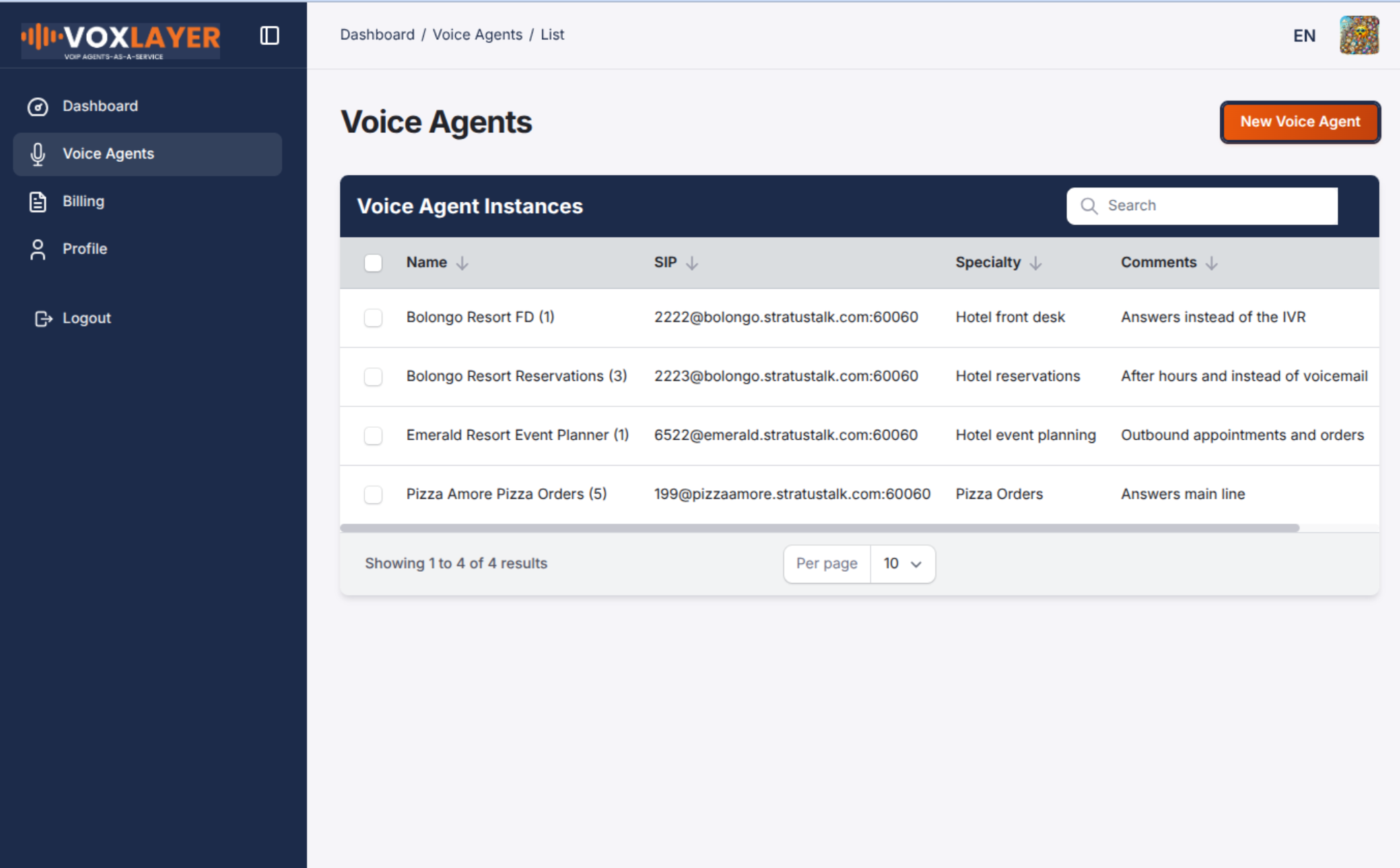 VoxLayer voice agent interface